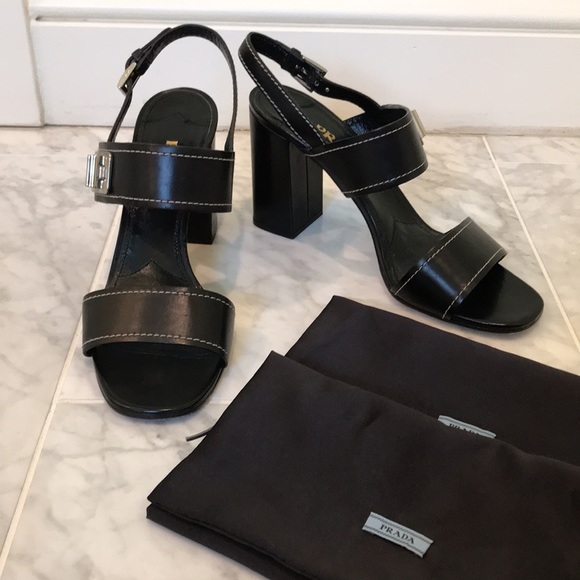 Prada Calzature Donna block heel, sling back sandals with dust bags - Picture 14 of 15